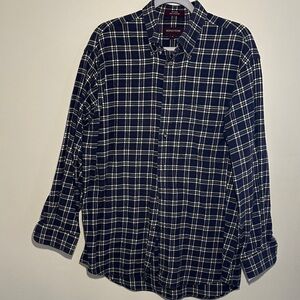 Nordstrom Men's Navy and White Plaid Shirt